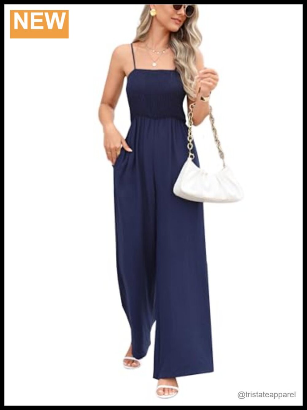 Linen Wide Leg Sleeveless Top Jumpsuit Long Pants Romper with Pockets